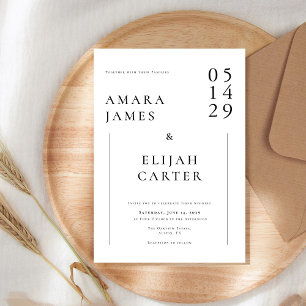 Modern Black and White Minimal Wedding Invitation
