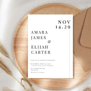 Modern Black and White Minimal Wedding Invitation