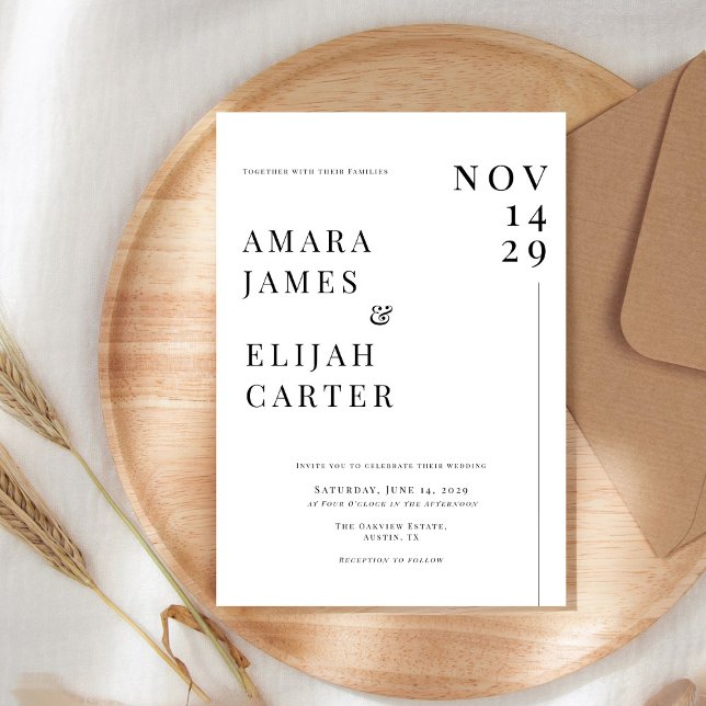 Modern Black and White Minimal Wedding Invitation (Creator Uploaded)