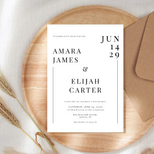 Modern Black and White Minimal Wedding Invitation
