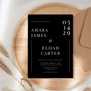Modern Black and White Minimal Wedding Invitation