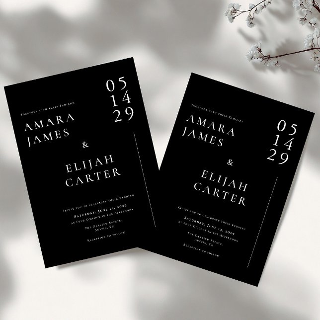 Modern Black and White Minimal Wedding Invitation (Creator Uploaded)