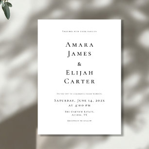 Modern Black and White Minimal Wedding Invitation