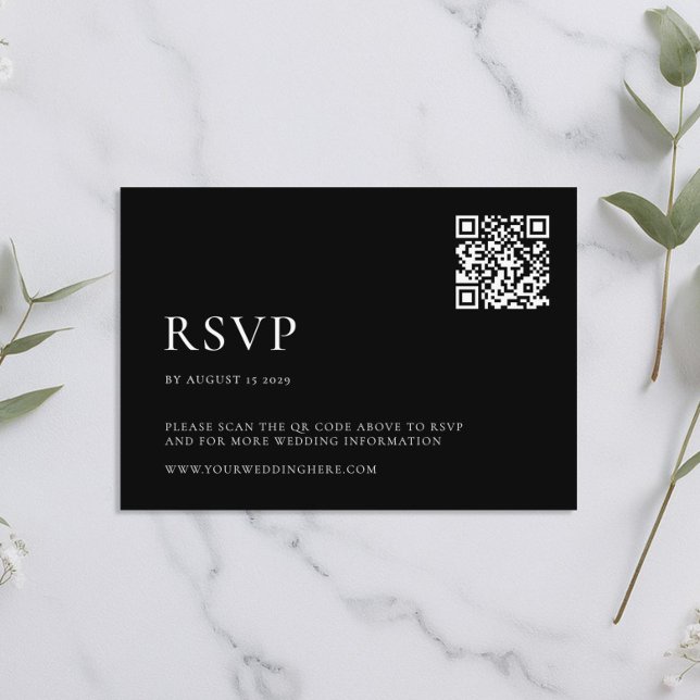 Modern Black and White Minimal Wedding RSVP Card (Creator Uploaded)