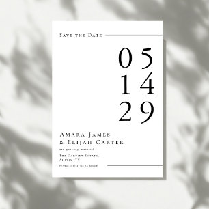 Modern Black and White Minimal Wedding Save The Date