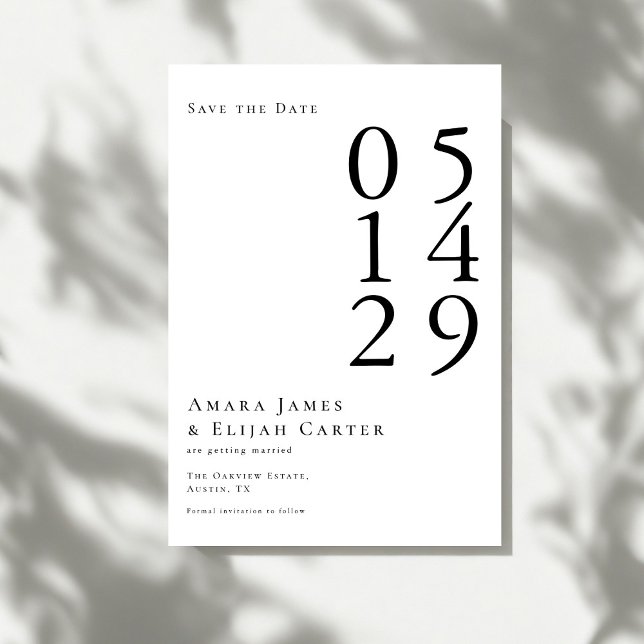 Modern Black and White Minimal Wedding Save The Date (Creator Uploaded)
