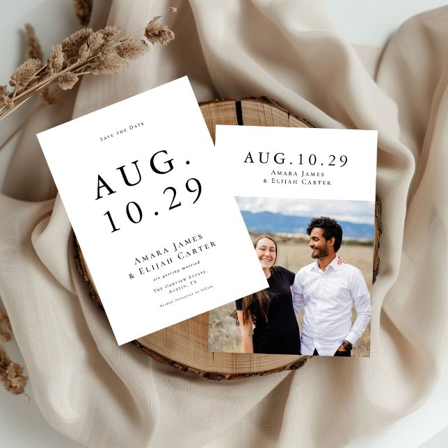 Modern Black and White Minimal Wedding Save The Date (Creator Uploaded)