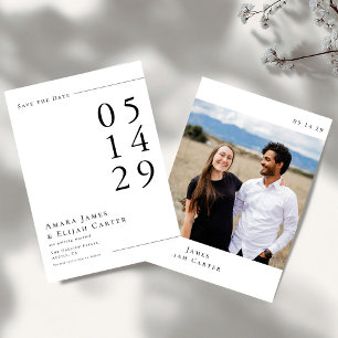 Modern Black and White Minimal Wedding Save The Date