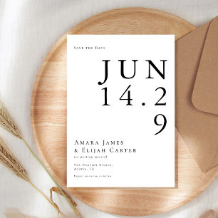 Modern Black and White Minimal Wedding Save The Date