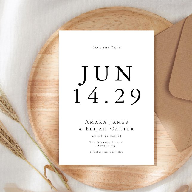 Modern Black and White Minimal Wedding Save The Date (Creator Uploaded)