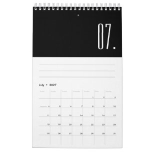 Modern Black And White Minimalist  Calendar