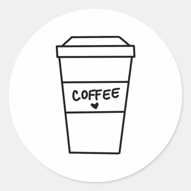 Modern Black and White Minimalist Cute Coffee Classic Round Sticker (Front)