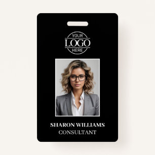 Modern Black and White Minimalist Employee Photo Badge