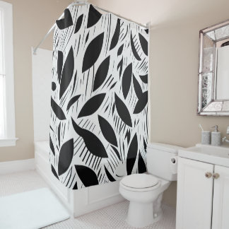 Modern Black and White Minimalist Leaf Pattern