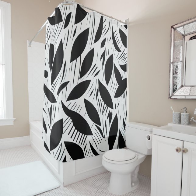 Modern Black and White Minimalist Leaf Pattern (In Situ)