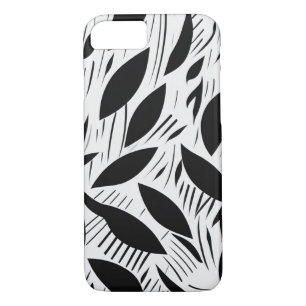 Modern Black and White Minimalist Leaf Pattern Case-Mate iPhone Case