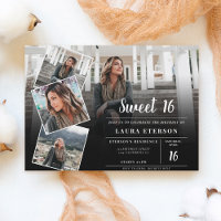 Modern black and white minimalist photo Sweet 16