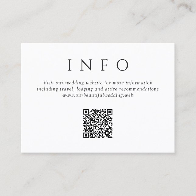 Modern Black and White Minimalist QR Code Wedding Enclosure Card (Front)