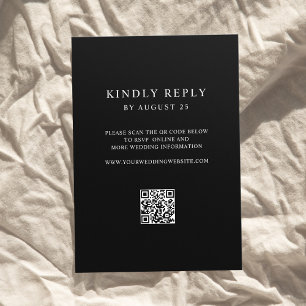 Modern Black and White Minimalist QR Code Wedding RSVP Card