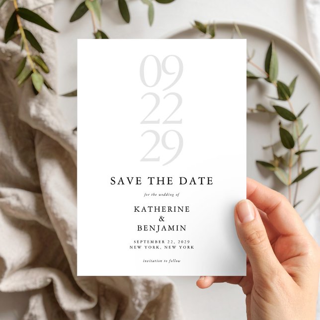 Modern Black and White Minimalist Wedding Save The Date (Creator Uploaded)