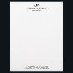 Modern Black And White Monogram Basic Template Letterhead<br><div class="desc">Elegant Modern Black And White Monogram Basic Template Letterhead.</div>