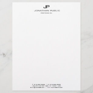 Modern Black And White Monogram Basic Template Letterhead