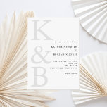 Modern Black and White Monogram Minimalist Wedding Invitation<br><div class="desc">Easily personalize your wedding invitations with this editable template. Features minimal elegant typography design in black and white colour.</div>