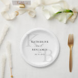 Modern Black and White Monogram Minimalist Wedding Paper Plate<br><div class="desc">Create your own personalized wedding paper plates featuring modern monogram typography and minimalist graphic design in black and white colour.</div>