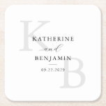 Modern Black and White Monogram Minimalist Wedding Square Paper Coaster<br><div class="desc">Create your own personalized wedding paper coasters featuring modern monogram typography and minimalist graphic design in black and white colour.</div>