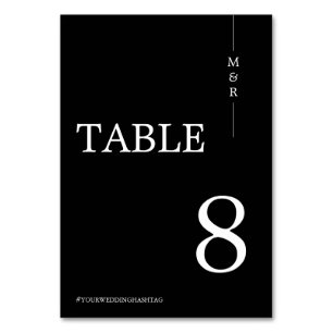 Modern Black and White Monogram Wedding Table Number