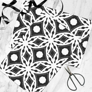 Modern Black and White Mosaic Geometric Pattern Tissue Paper