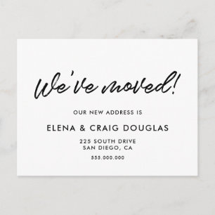 Modern  black and white moving announcement postcard