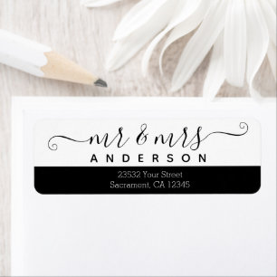 Modern Black and White Mr and Mrs Last Name Return