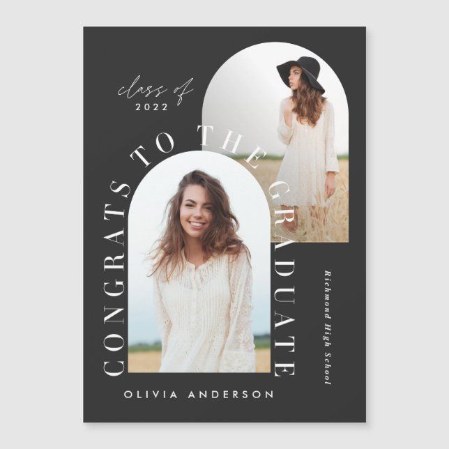 Modern black and white multi photo arch graduation (Front)