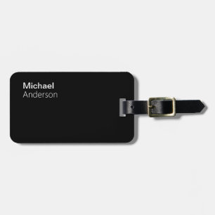 Modern Black And White Name Address Luggage Tag