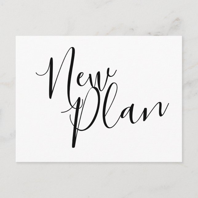 Modern Black and White New Plan Postponed Event Postcard (Front)