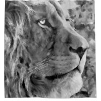 Modern black and white oil painting of king lion,