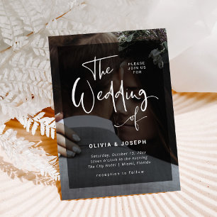 Modern Black and White Overlay   Photo Wedding Invitation