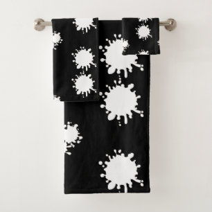 Modern Black And White Paint Splatter  Bath Towel Set