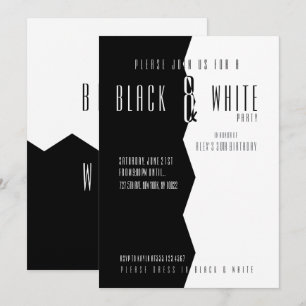 Modern, Black and White Party Invitations