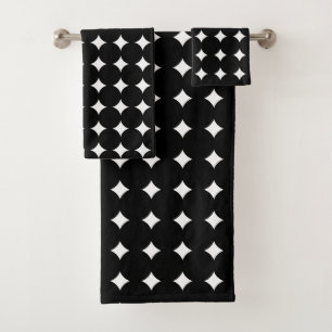 Modern Black and White Pattern Bath Towel Set