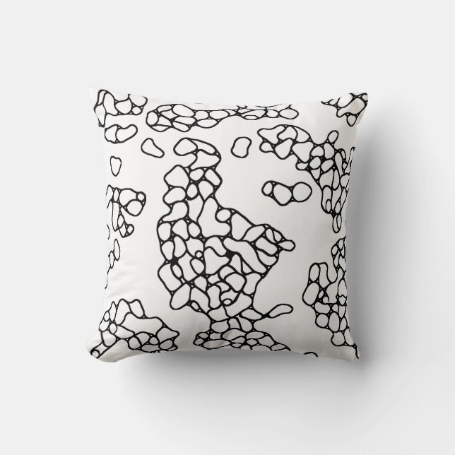 Modern Black and White Pattern Throw Pillow (Front)