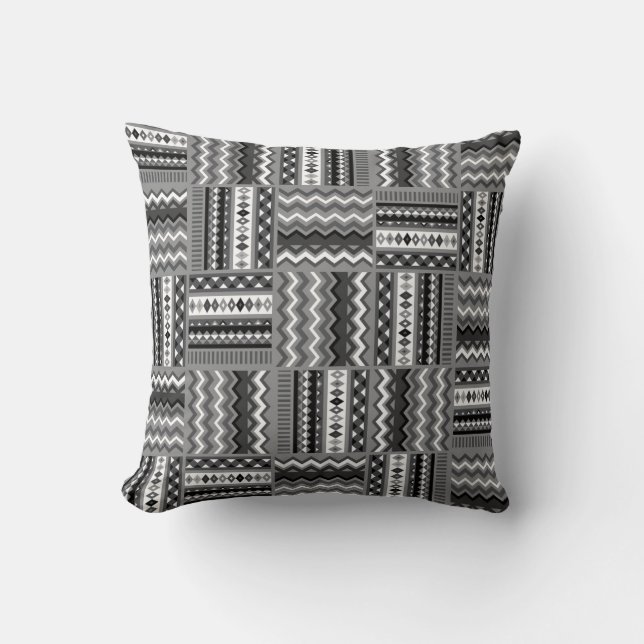 Modern black and white pattern throw pillow (Front)