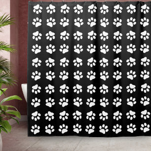 Modern Black and White Paw Print Pattern