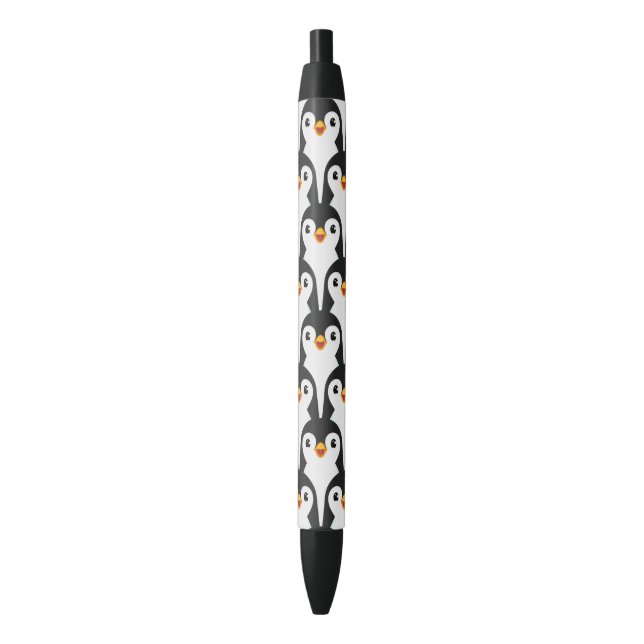 Modern Black and White Penguin Pattern Ink Pen (Front Vertical)