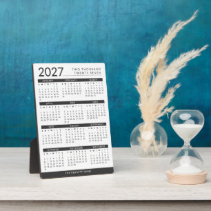 Modern Black and White Personalized 2027 Calendar Plaque