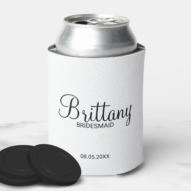 Modern Black and White Personalized Bridesmaids Can Cooler (Creator Uploaded)