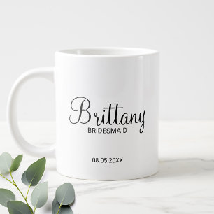 Modern Black and White Personalized Bridesmaids Co Large Coffee Mug