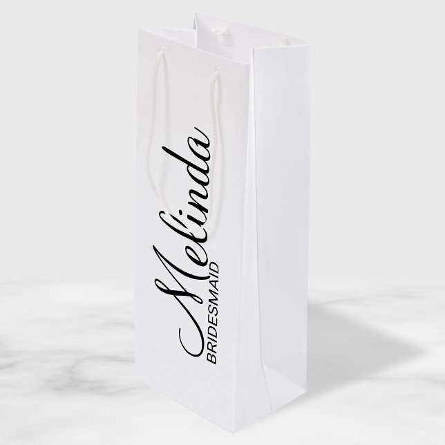 Modern Black and White Personalized Bridesmaids Wine Gift Bag (Creator Uploaded)