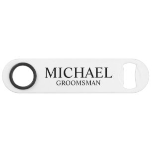 Modern Black and White Personalized Groomsman Bar Key